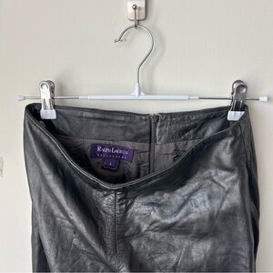 Ralph Lauren Purple Label Collection 100% Leather Metallic Pants Sz 4 Dark Grey